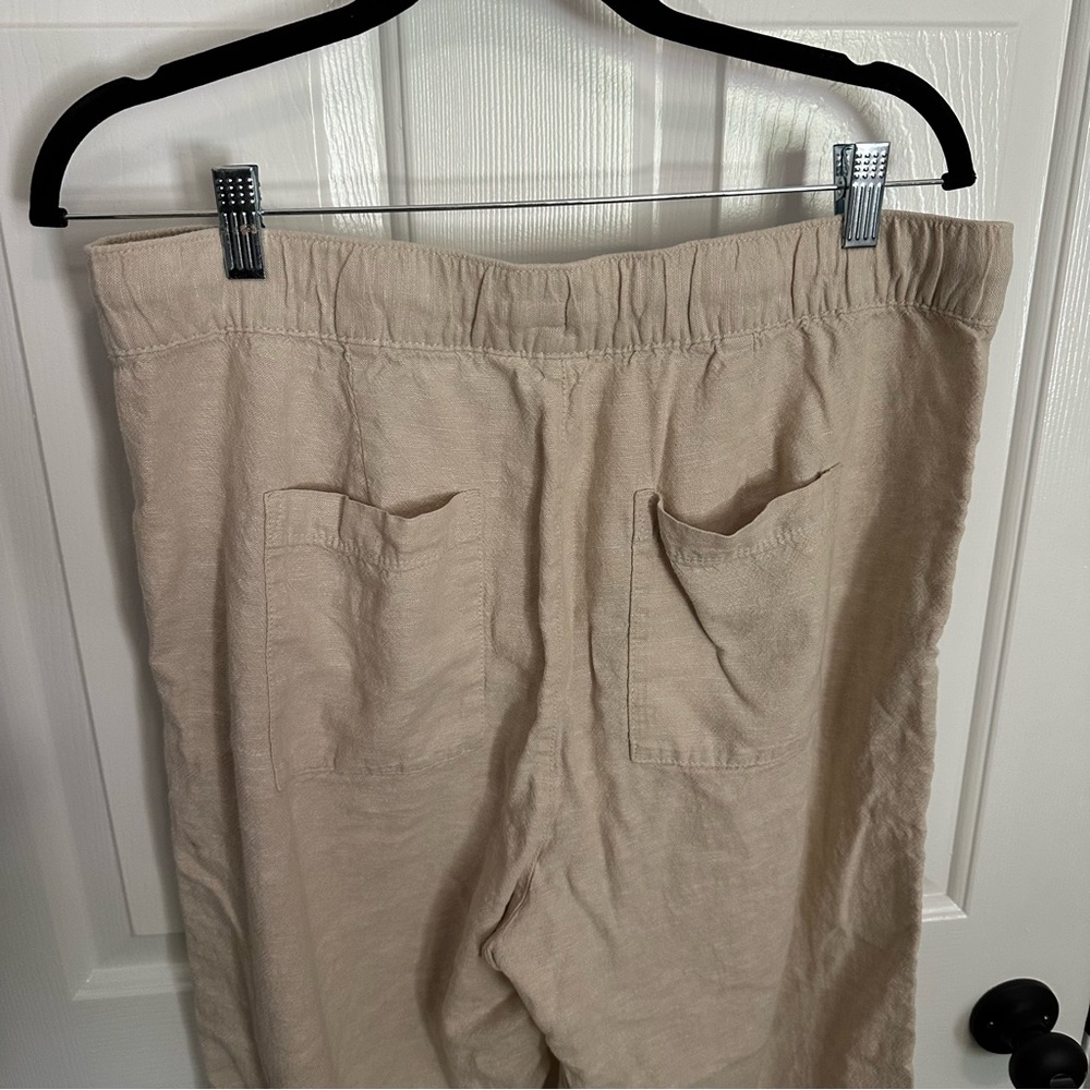 Gap Women’s Beige Linen Blend Wide Leg Cropped Pants - Size Large - Picture 8 of 8